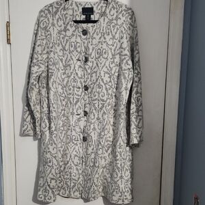 Cynthia Rowley Gray and White Patterned  Wool Blend Coat
